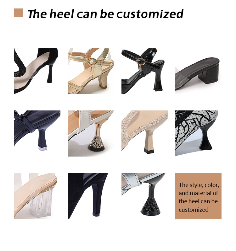 New Style Woman Sexy Pointed Toe High Heels Slippers Thin 10cm Two Octagonal PU Metal Pieces Connected to the Shoe Upper MuY255 detail
