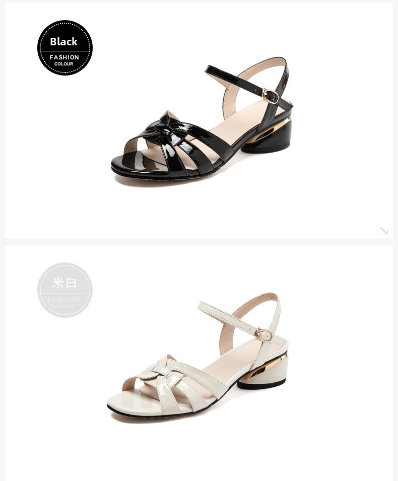 Summer New Ethnic Group Polyurethane Upper Chunky-Heel Womens Shoes Open-Toe Casual Comfortable Stylish Hollow-Out Sandals detail