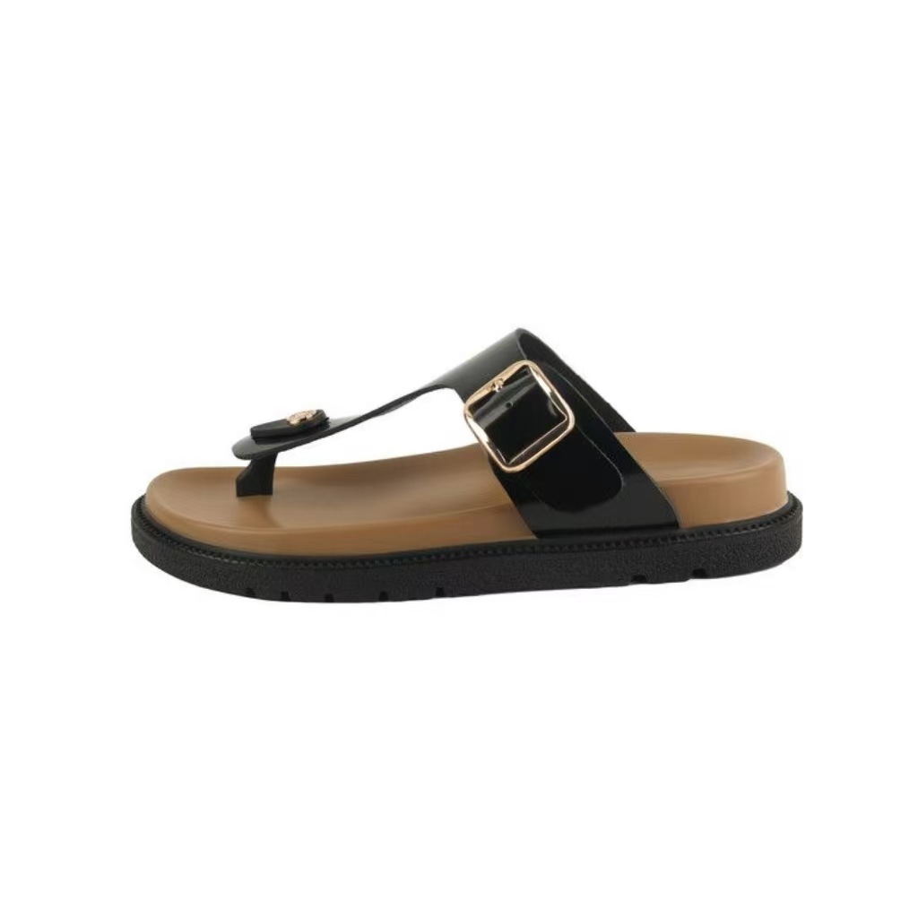 Women T-Strap Metal Buckle Platform Flip Flops African Market Ladies Thick Non Slip Sole Casual Street Beach Slippers product view