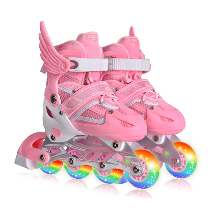 4 Wheels Kids Adjustable Flashing Heel Skates Roller Shoes detail