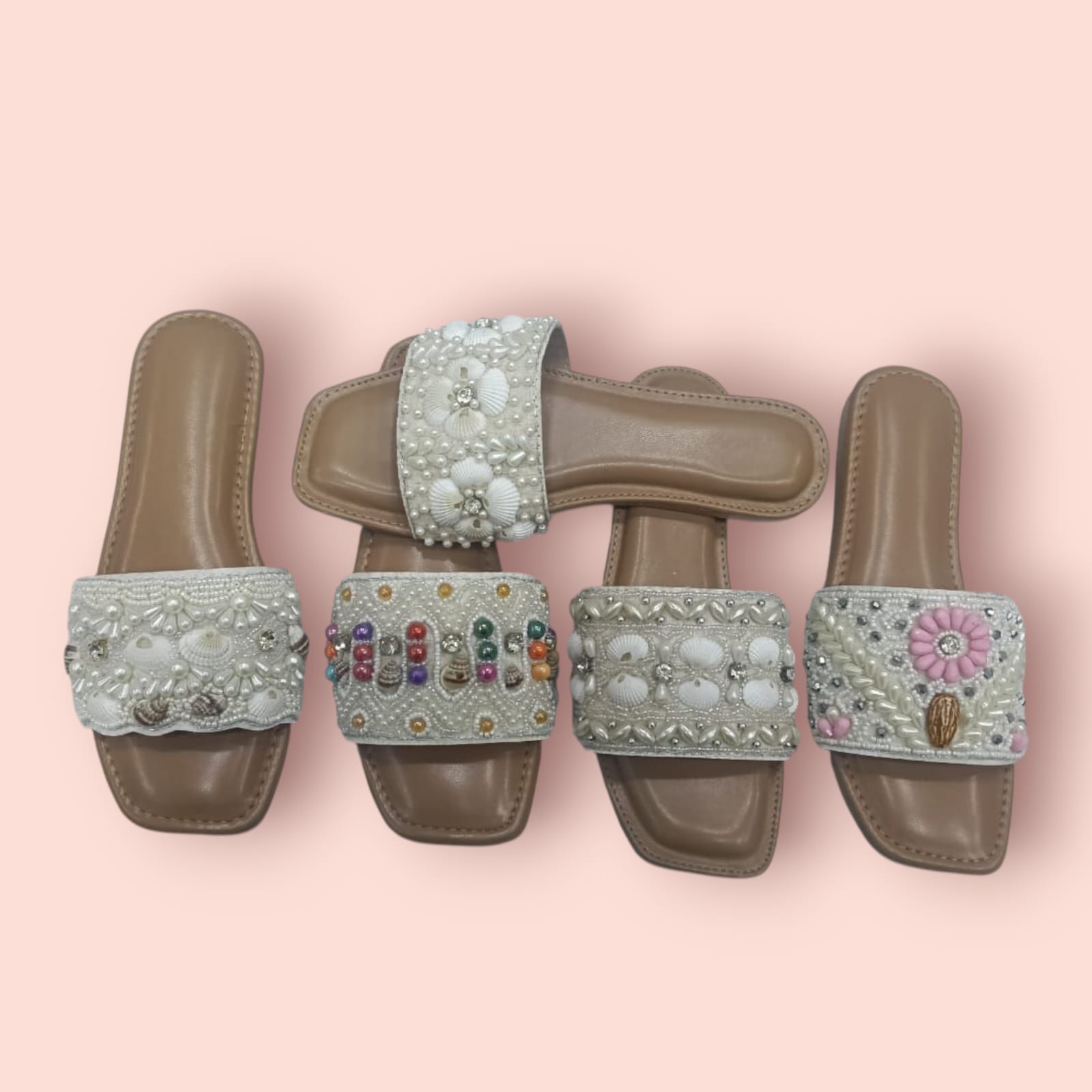Stylish Lightweight Women's Bead & Stones Crystal Flip-Flops and Sliders Fashion Trend Platform Sandals detail