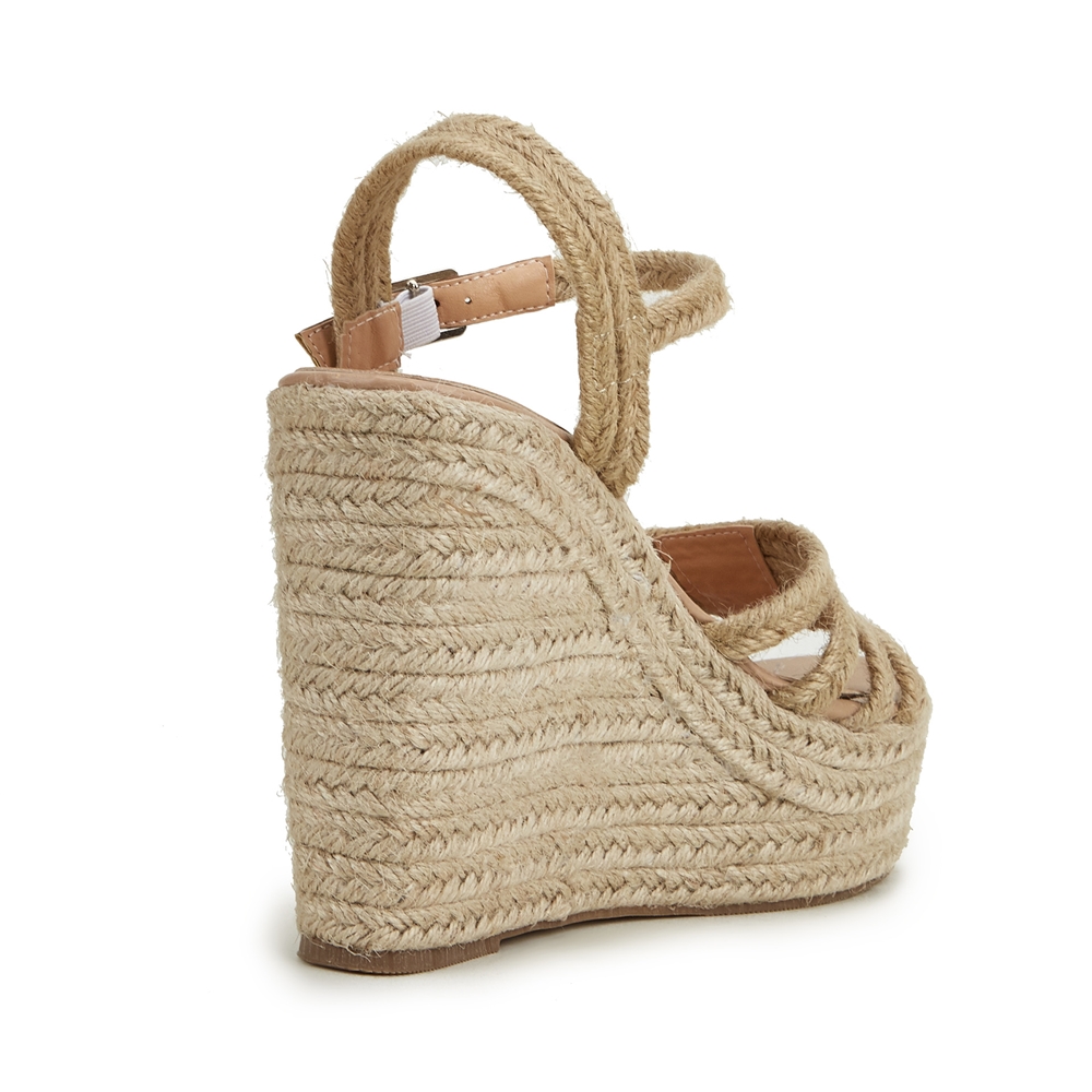 European Fashion Trendy Strap High Heel Women's Open Toe Winter Suede Platform Espadrille Wedge Sandals detail