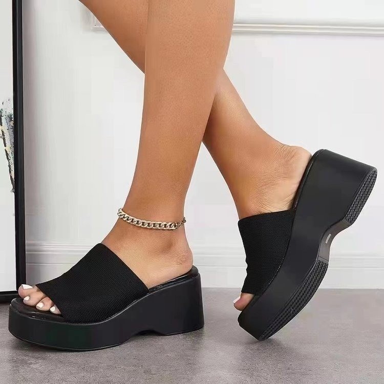 European American One-Line Wedge Thick-Soled Slippers Platform Design Large Size Direct Manufacturer Source for Cross-Border product view