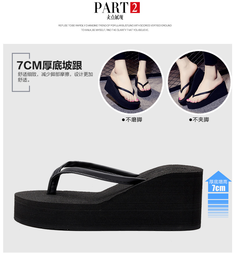 2025 New Design Summer Ladies Wedge Style Platform Women's Flip Flops Ladies High Heel Outdoor Heightening Slippers for Women detail