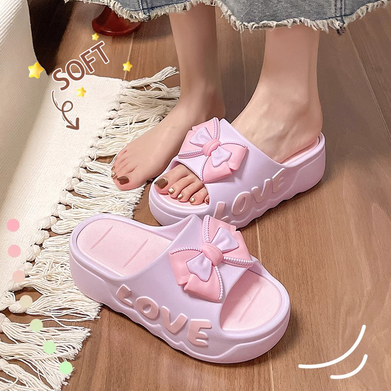 Women's Fashion Trend Summer Outdoor Beach Platform Thick-Soled Printed Bow Sandals High Heels Non-Slip Height Increasing detail