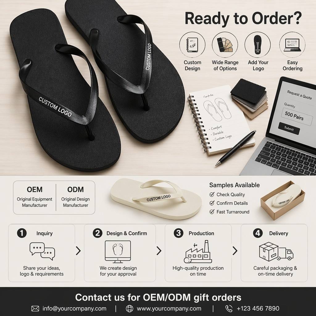 Wholesale Custom Logo EVA Flip Flops OEM Unisex Waterproof Lightweight Slippers for Hotel Beach Pool Party Promotional Event product view