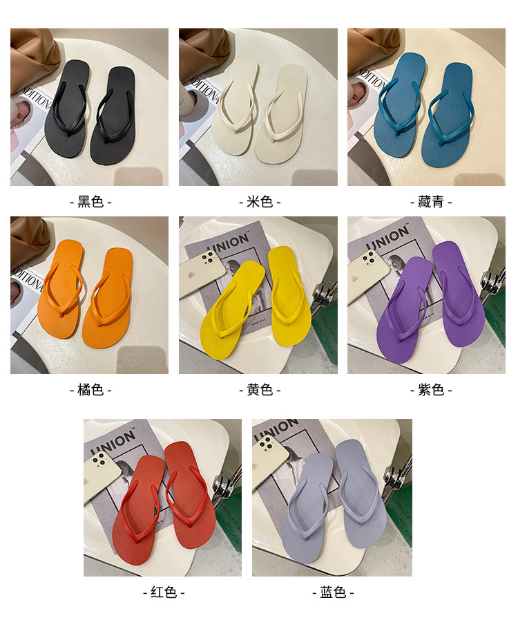 Simple Solid Color Comfortable Slippers Flip Flop Women Summer Korean Fashion Casual Non-Slip Couple Flip Flops Breathable Beach detail