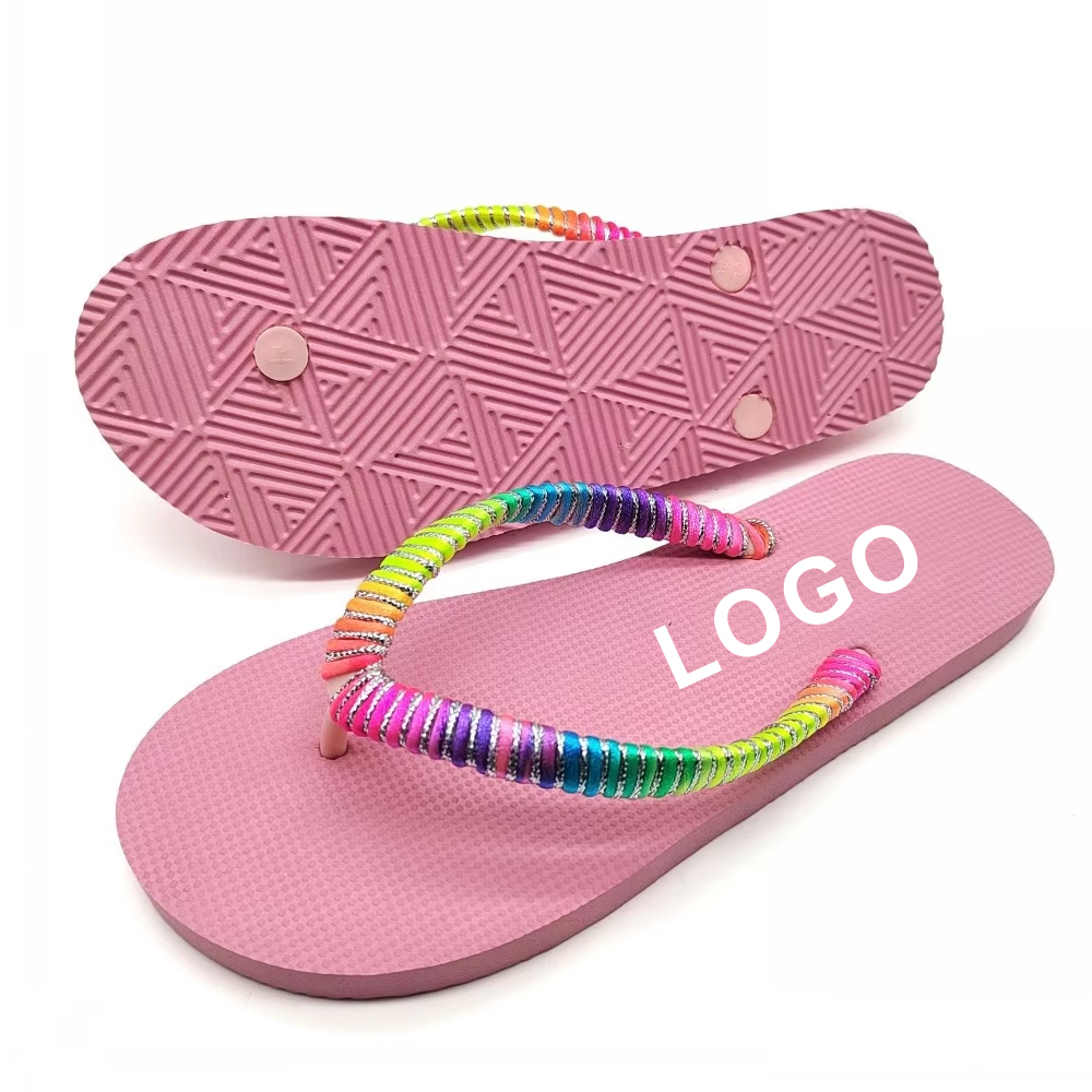 Custom Light Weight Casual Fashion Comfortable Colorful Strap Indoor Summer Flip Flop Slipper for Woman