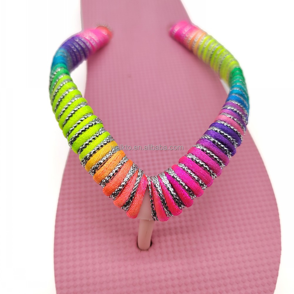 Custom Light Weight Casual Fashion Comfortable Colorful Strap Indoor Summer Flip Flop Slipper for Woman detail
