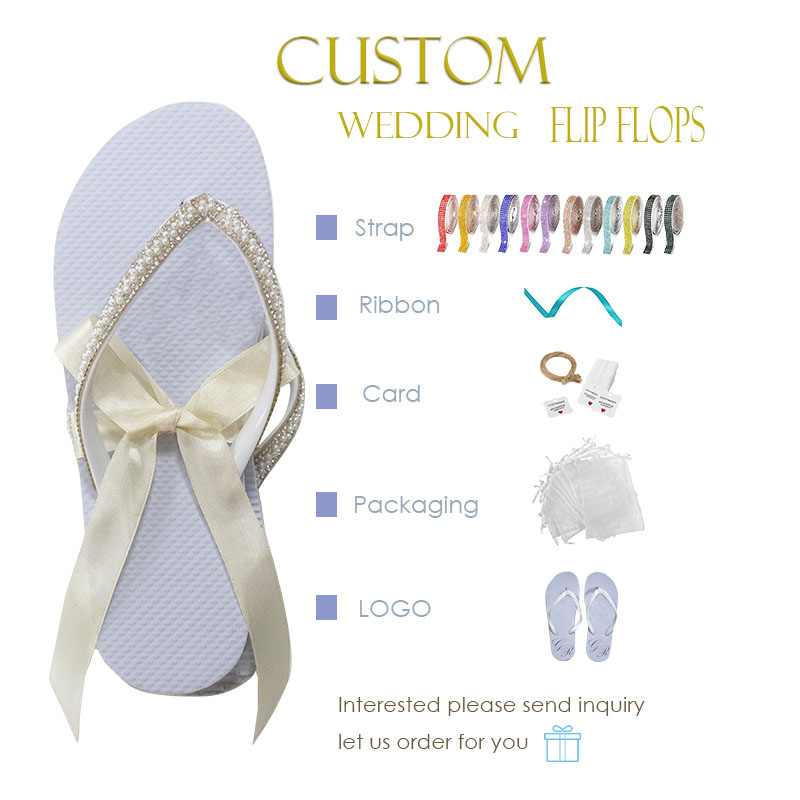Custom Logo Wedding Flip Flops for Guests Bulk Sandal Dancing Slipper Beach Pool Party Lightweight Soft Summer Spring Autumn product view