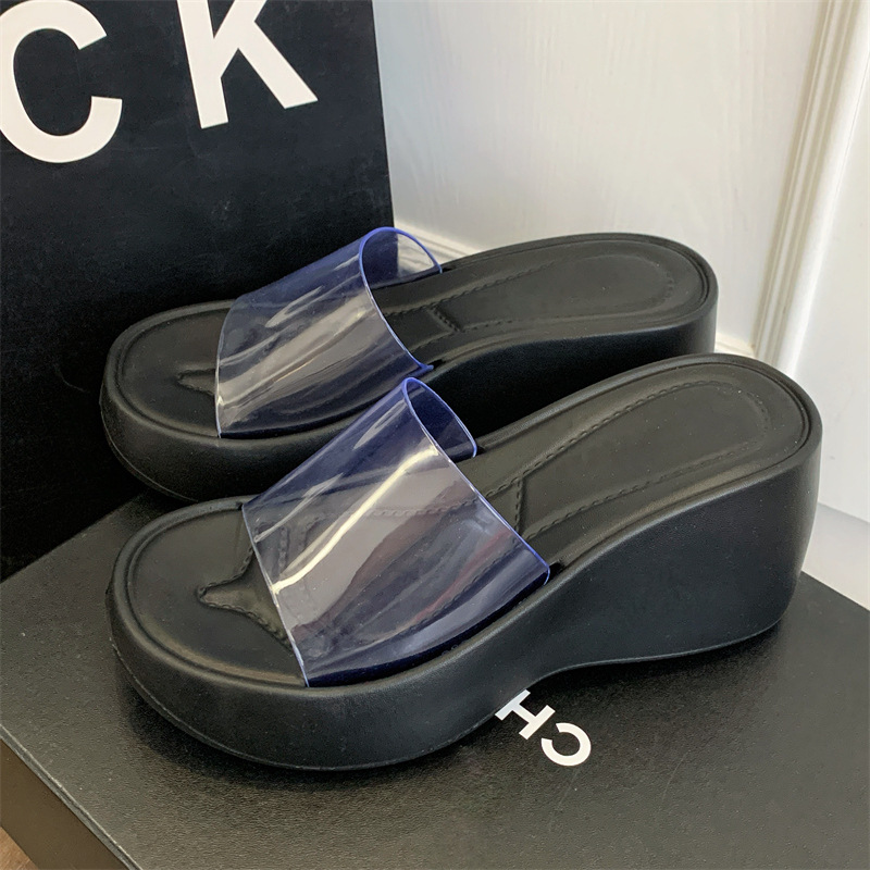 2026 New Style YuTuo F062 Factory Custom Women Platform for Transparent PVC Strap Wedge Sandals Wholesale Summer Outdoor product view