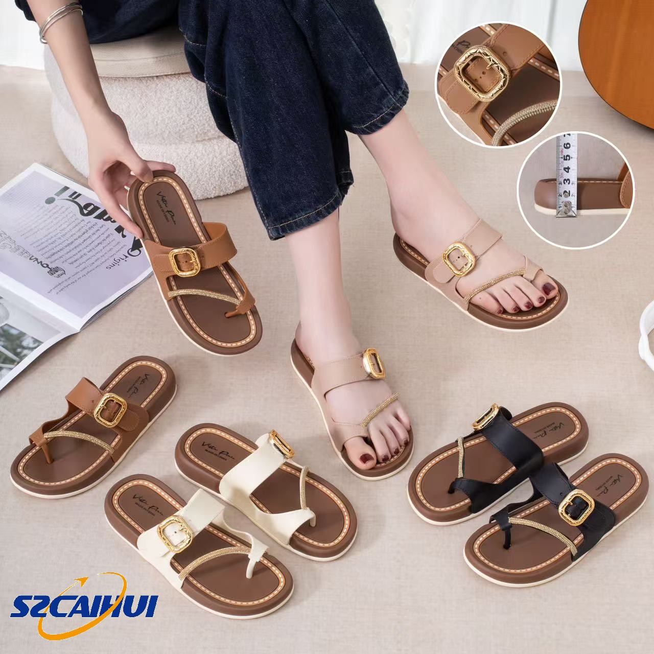 Women's PVC Open Toe Flip Flops Anti-Slippery Lightweight Summer Autumn Fashion Trend Beach Arch Support Cushioning product view