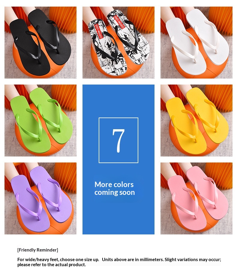 Wholesale PVC Flip Flops Low MOQ 20 Pairs Summer Casual Beach Thong Slippers Multi Color Sandals detail