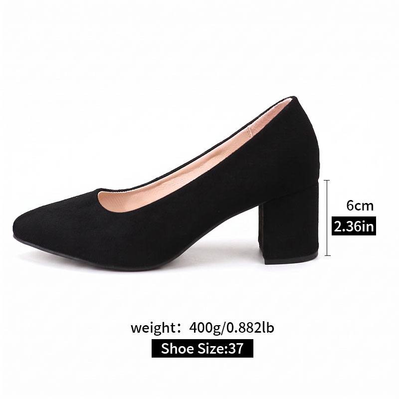 New Design Luxury Woman Sexy High Heeled Shoes Small Slender Round Toe Synthetic Suede Shoe's Upper Square Thick Heel K9939 product view