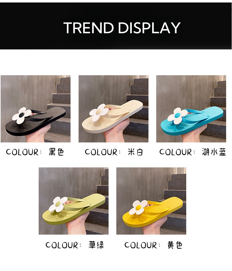 Custom Women's Floral Flip Flops for Summer Light PVC Slides with Flat Soft and Printed Design for Beach Outdoors detail