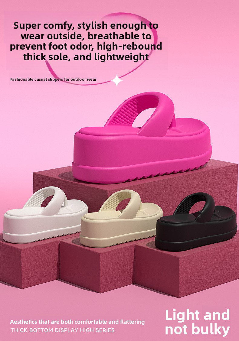 Popular Platform Thick-Soled Flip-Flops Women 2025 New Summer Style Height-Increasing Non-Slip Beach Shoes Soft Cushioning Feel detail