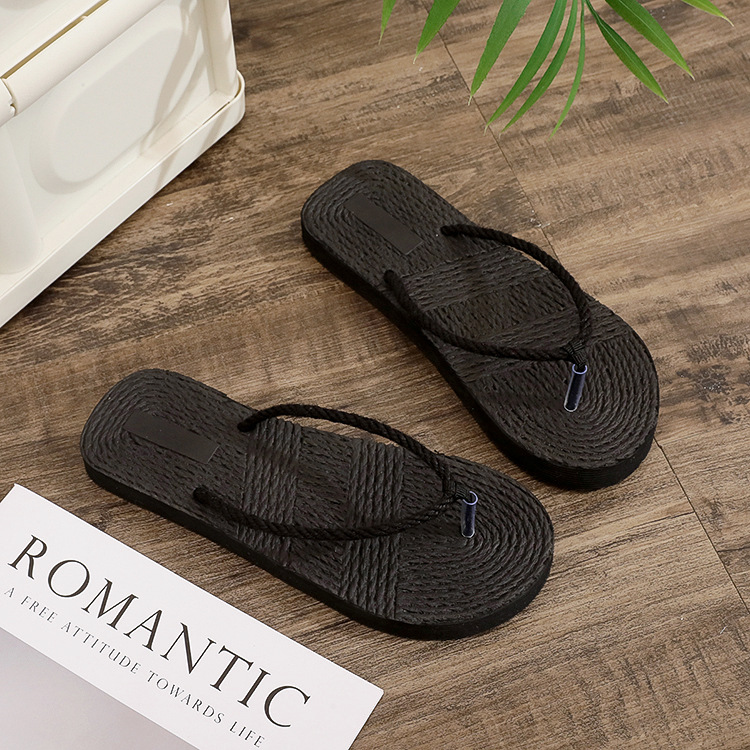 Women's New Fashion Summer Beach Flip Flops Cheap Wholesale Light Weight Hemp Rope Slides for Slippers Soft Barefoot Cushioning detail