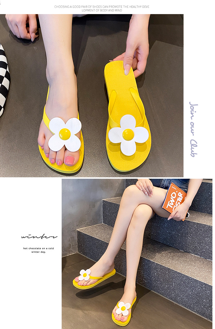 Custom Women's Floral Flip Flops for Summer Light PVC Slides with Flat Soft and Printed Design for Beach Outdoors detail