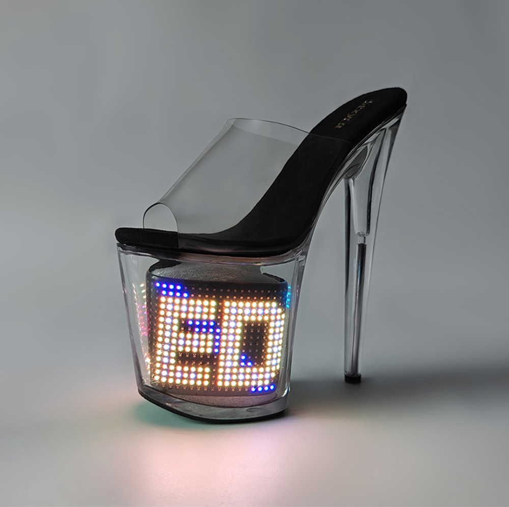 Remote Led Light Platform Sandals Sexy Transparent Slim Ultra High Heels 20 CM Women Sandal Female Pole Dancing Shoes Women detail