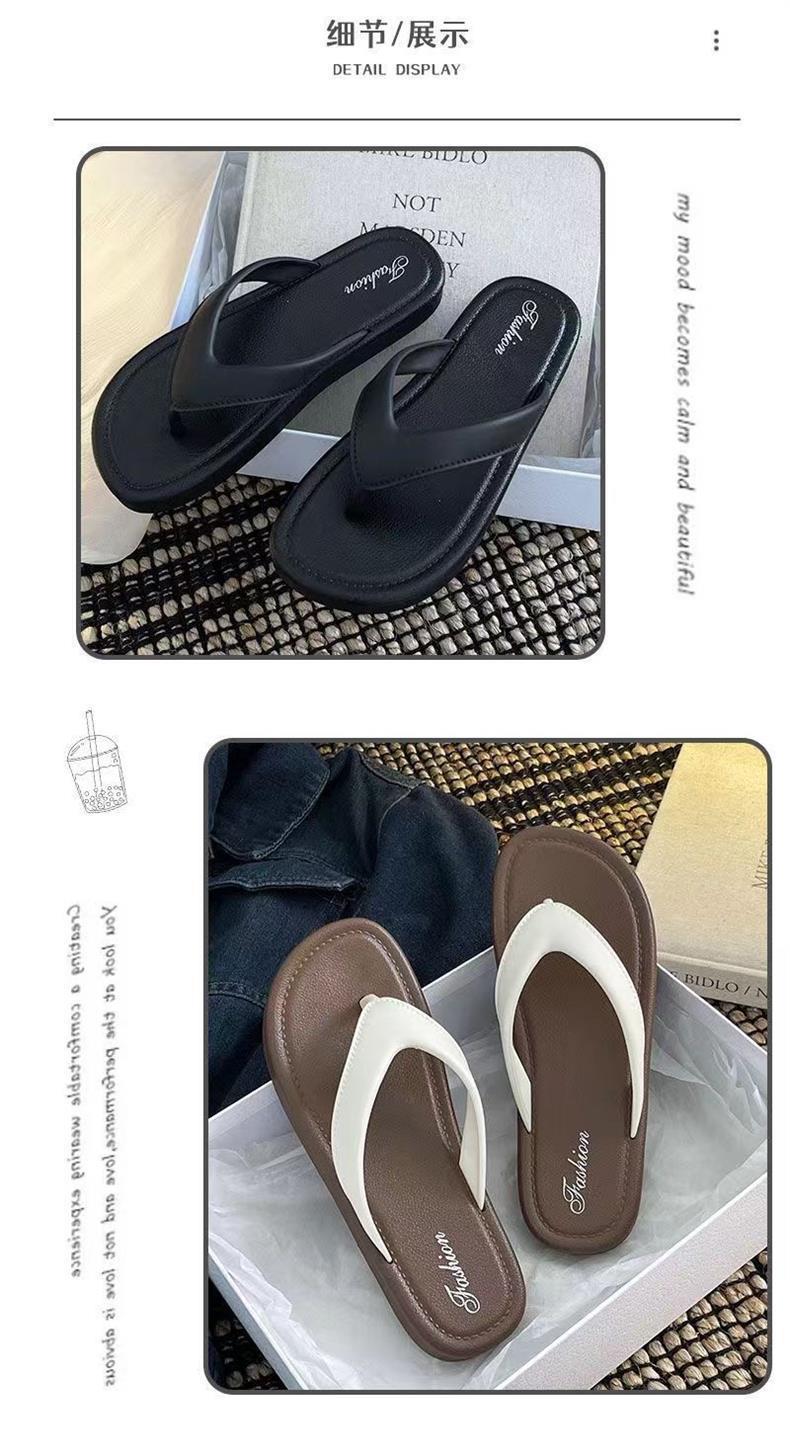 INS-style Women's Square Toe Light Weight Summer Fashion Trend Korean-style Thong Flip-Flops detail