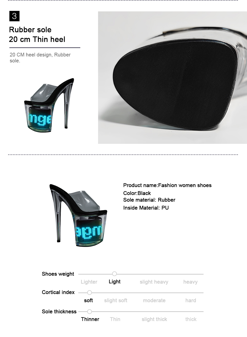 Remote Led Light Platform Sandals Sexy Transparent Slim Ultra High Heels 20 CM Women Sandal Female Pole Dancing Shoes Women detail
