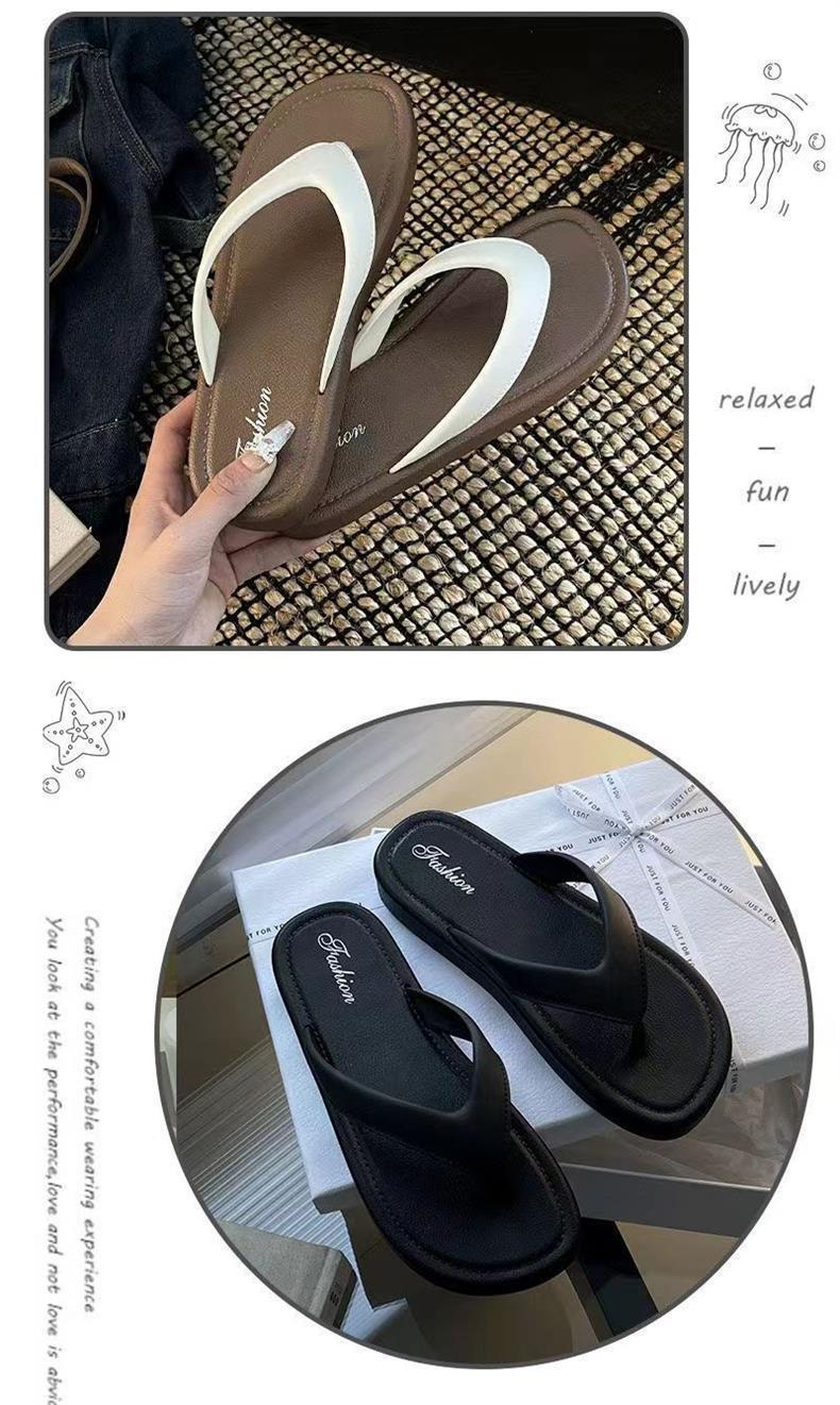 INS-style Women's Square Toe Light Weight Summer Fashion Trend Korean-style Thong Flip-Flops detail