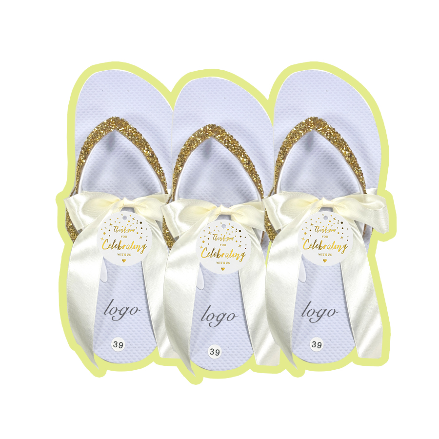 Custom Logo Wedding Flip Flops for Guests Bulk Sandal Dancing Slipper Beach Pool Party Lightweight Soft Summer Spring Autumn product view