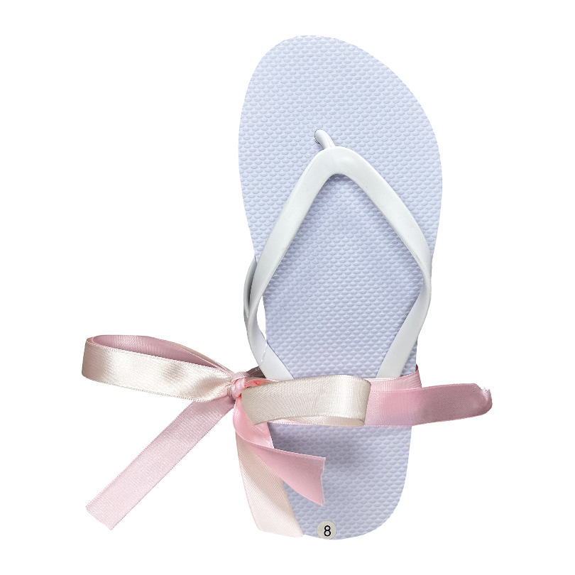 Custom White Ladies Flat Flip-Flops Slippers for Women Ballet slippers for Wedding Bulk with Recyclable Hotel slippers with logo detail