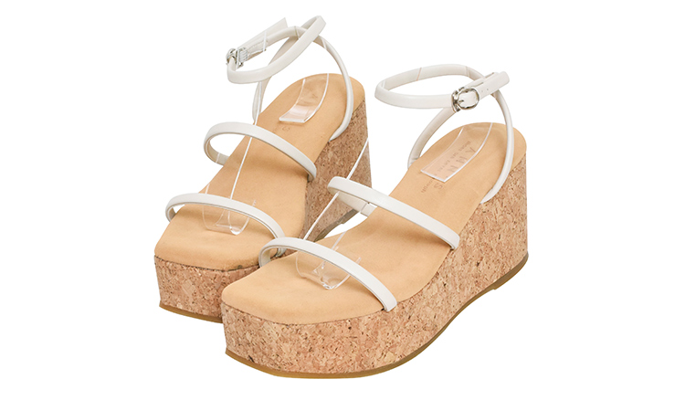 Ann'S White Platform Wedges Ankle Strap Open Toe Soft Triple Straps Women's Low Heel Water-repellent Non-Slip Shoes detail