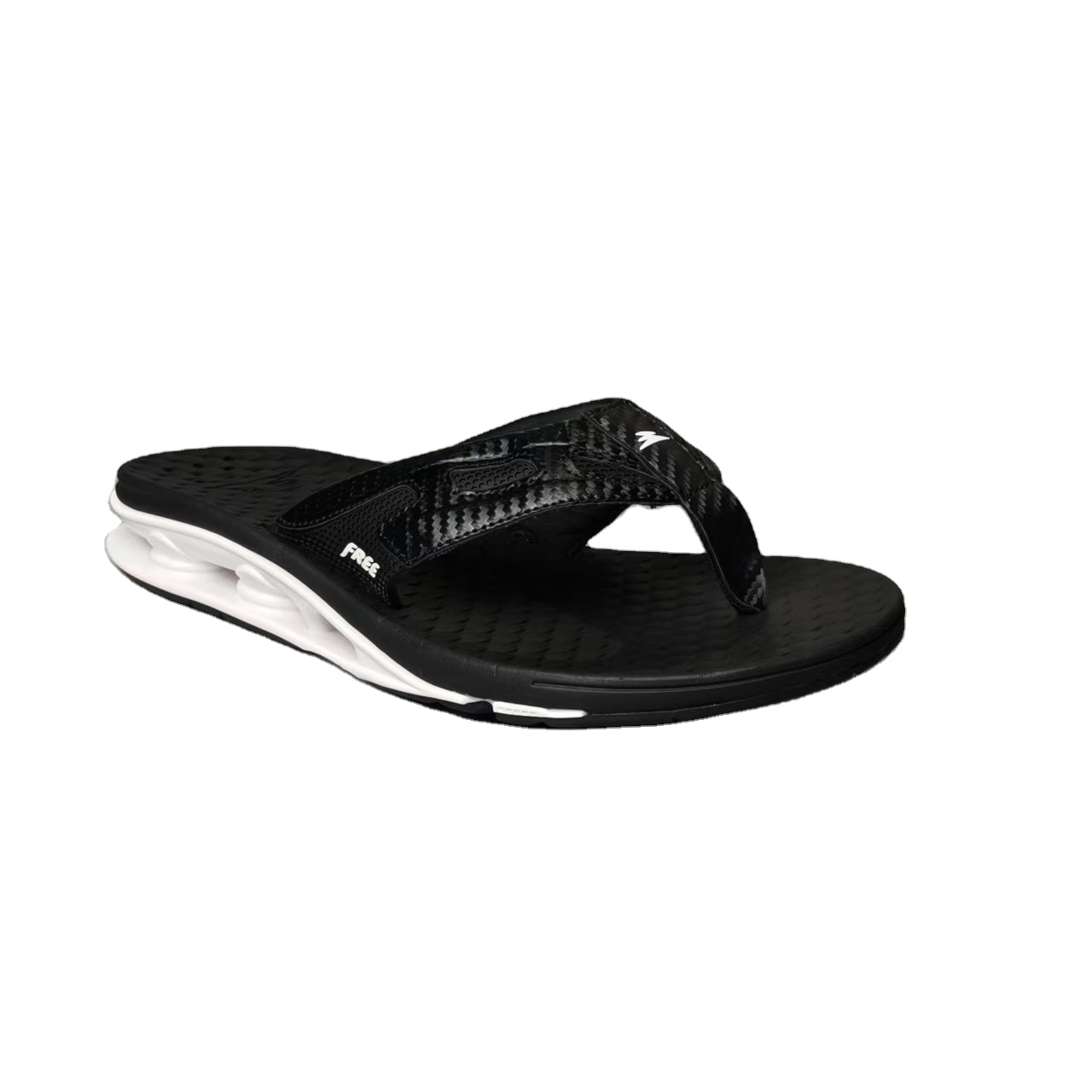 PU Carbon Fiber Pattern 2025 New Fashion Trend Outdoor Vacation Non-Slip Breathable Thick-Soled Bottle Opener Beach Flip-Flops product view