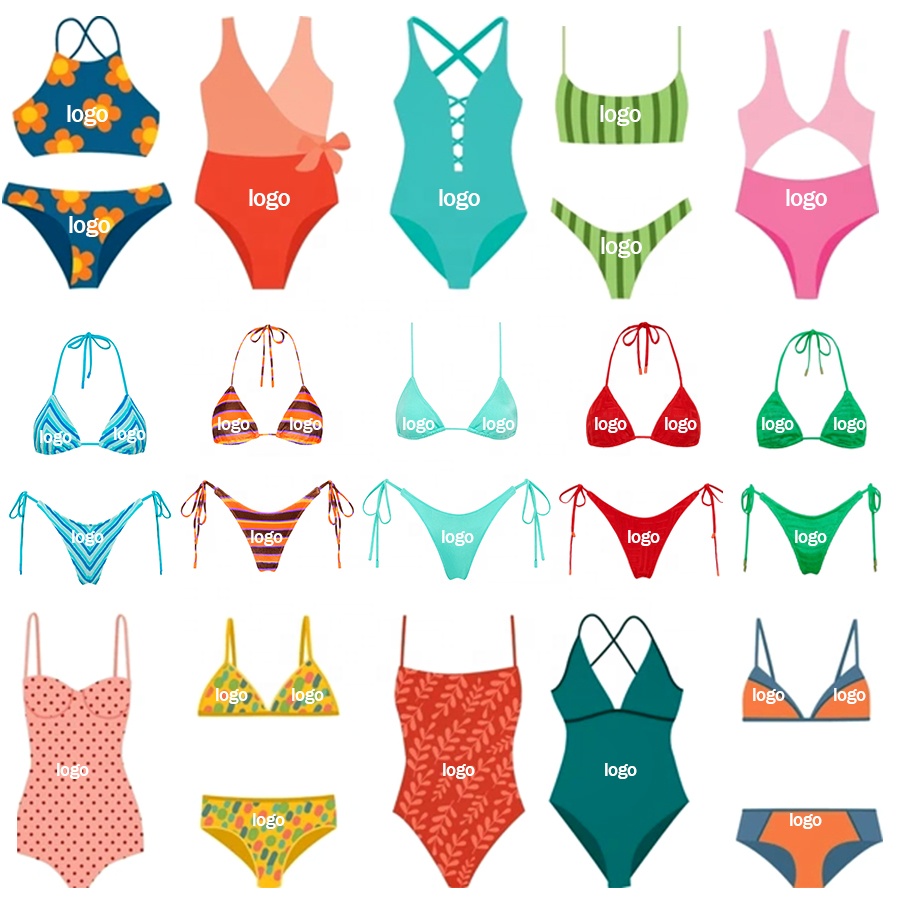 2026 Luxury Women's Two Pieces Bikinis Set Custom Logo Triangle Fitness Swimwear Seamless Thong Swimsuits For Beach & Bathing