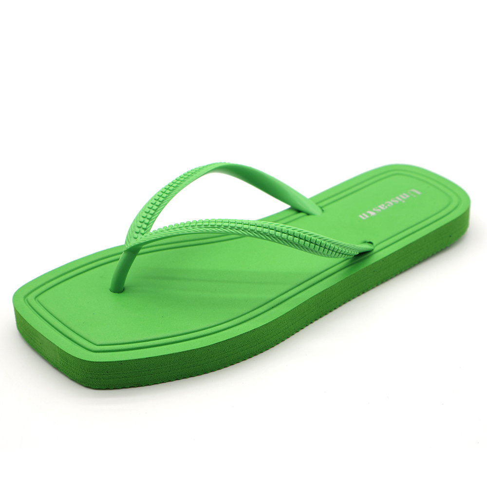 Hot Sale High-quality Women's PVC Flip Flops Light Weight Anti-slippery Summer Beach Use Simple Pure Color Square-Toe for detail