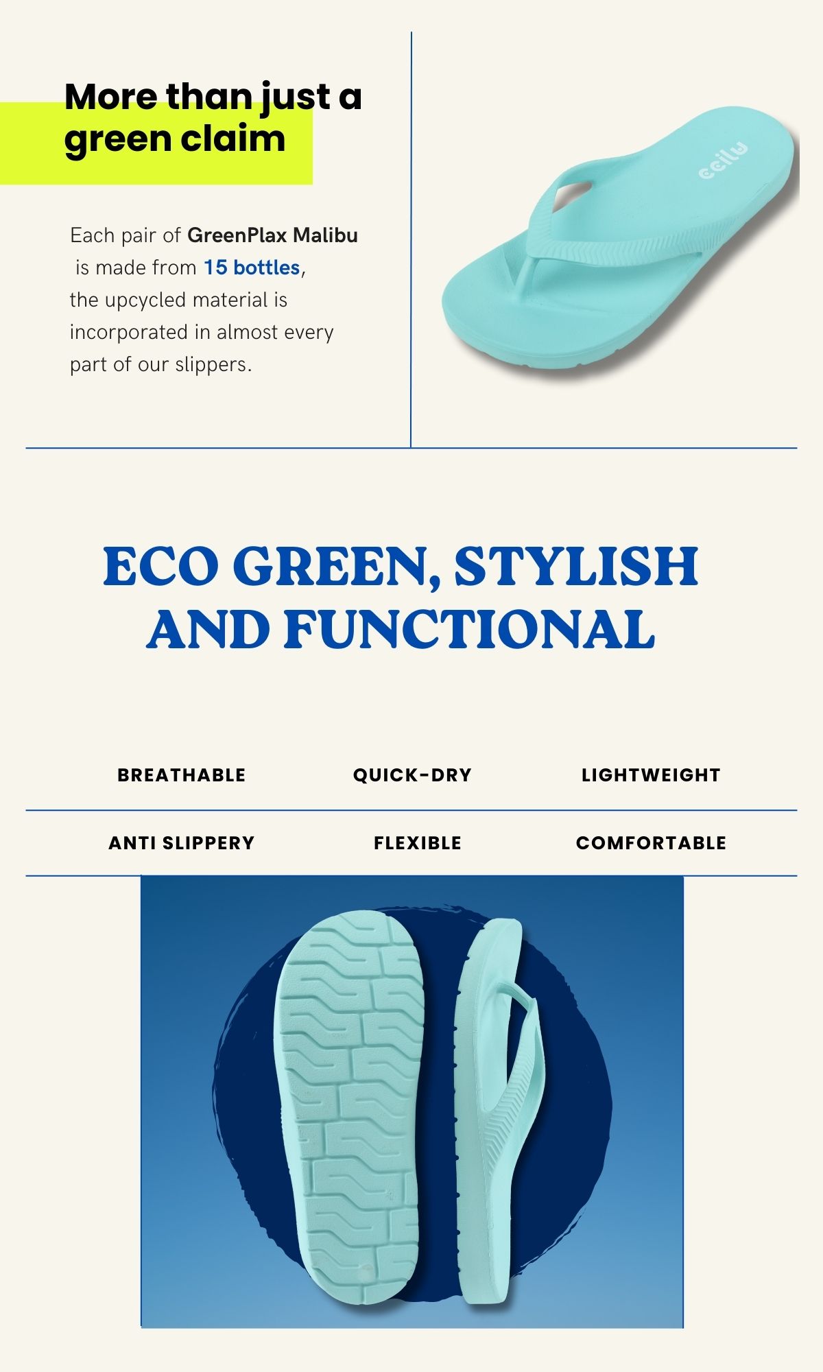 Waterproof Breathable Anti-Slip Summer Beach for for Women Open Toe Lightweight Vegan Flip Flops detail