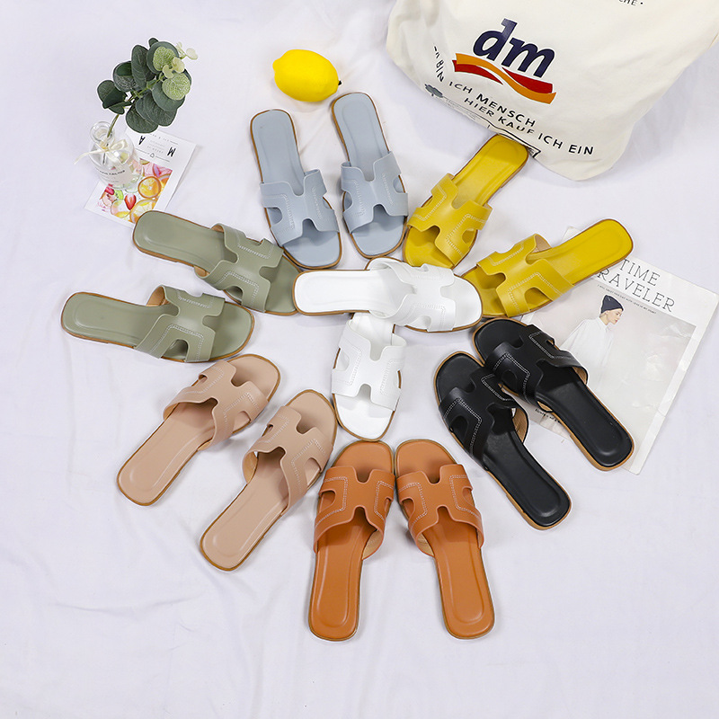 Foreign Trade Simple Style Solid Color Flip-Flops 2023 Spring/Summer Comfortable Outdoor Beach Wear-Resistant Sandals Women product view