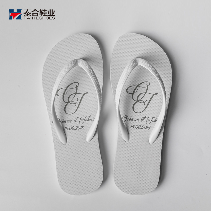 High-end Luxury Brand Custom Flip-flops Factory Custom Flip Flops Personalized White Color Women Wedding Flip Flops product view