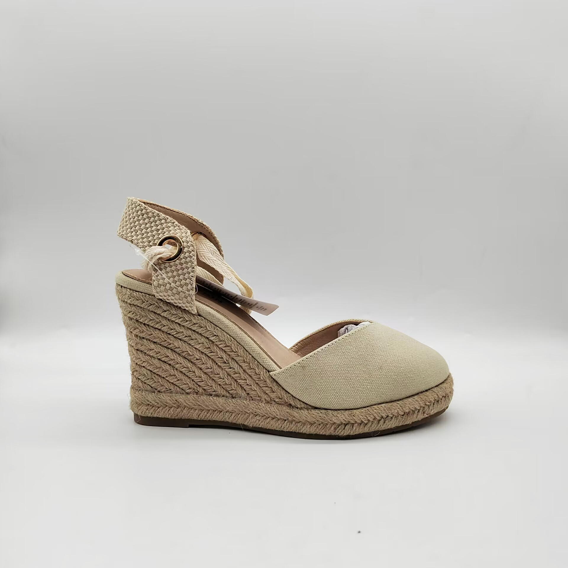 OEM Customized Platform Wedges Sandals for Women, Classic Soft Ankle-Tie Lace up Espadrilles Shoes detail