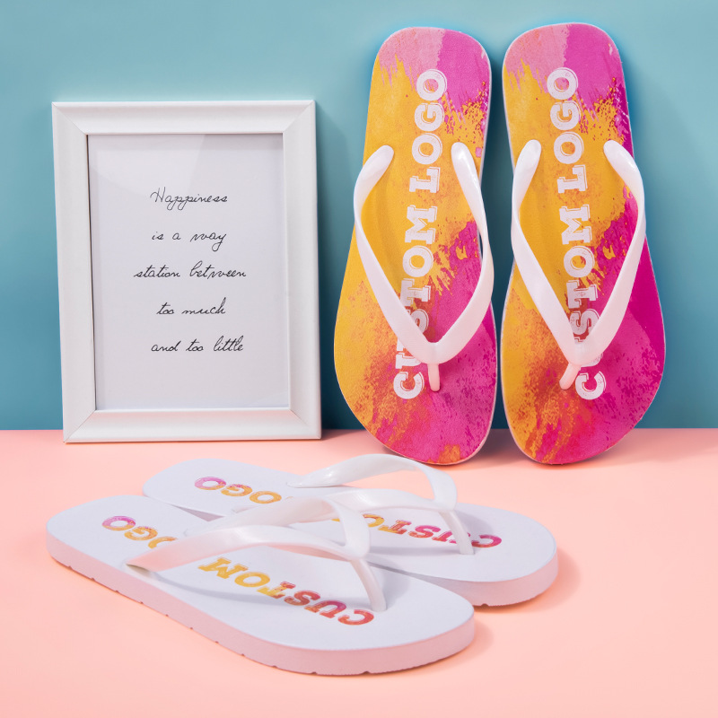 Wholesale Personalised Custom Mens Women Rubber Summer Beach Casual Slipper Flip-flops Outdoor White Flip Flops Unisex With Logo product view