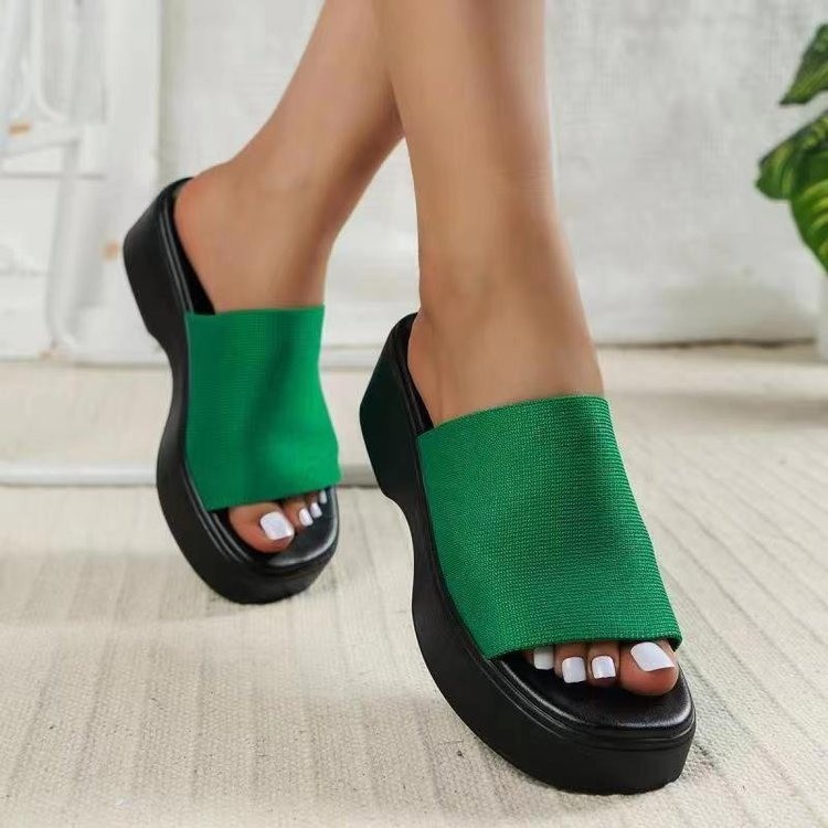 European American One-Line Wedge Thick-Soled Slippers Platform Design Large Size Direct Manufacturer Source for Cross-Border product view