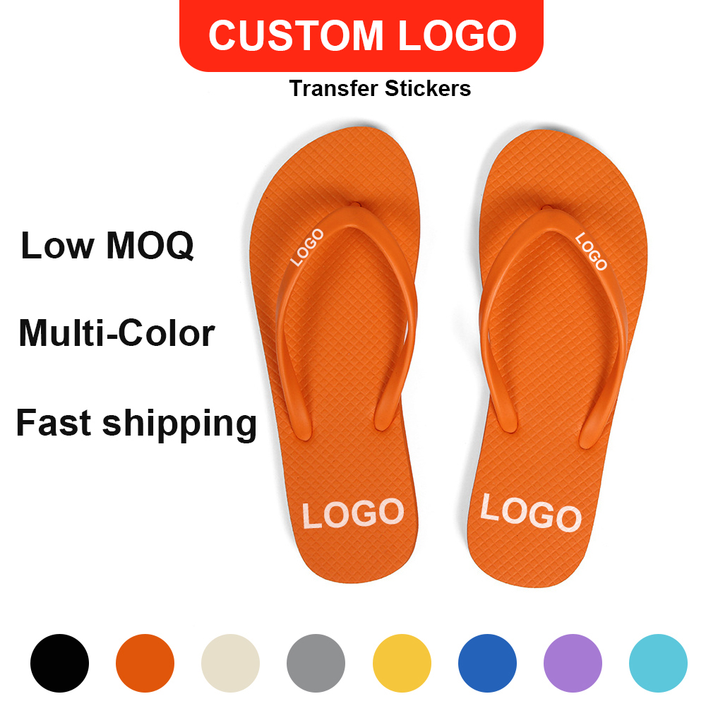 Wholesale Low MOQ 1 Carton Custom Logo Summer Flip Flops Durable Cold Transfer Print Waterproof Lightweight Breathable Platform