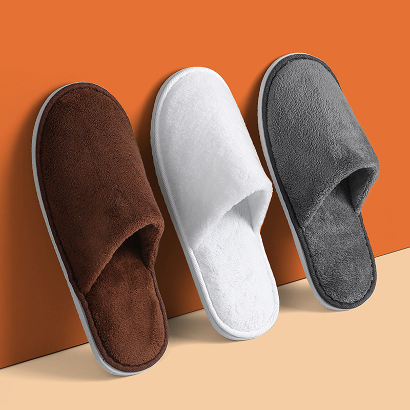 Men and Women Couple Custom logo Personalized Washable Disposable Customer Service Star Spa Luxury Hotel slippers detail