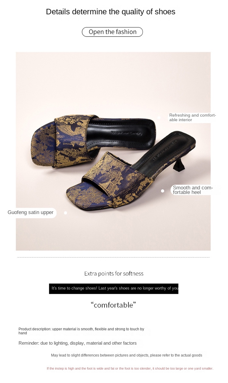 ashion Summer Sandals and Slippers Outdoor Wear Fashion Womens Shoes Thin Heel Wholesale 2025 Printed National Style New916 detail