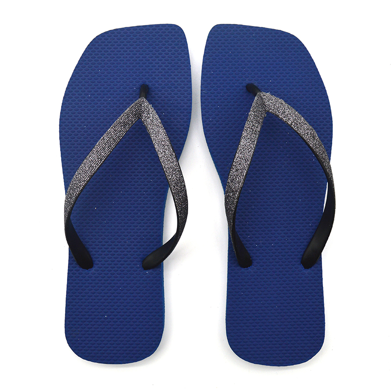 Hot Sales Square-Toed Women's Rubber Flip Flops with Glitter Upper Lightweight Anti-Slippery for Beach Summer/Autumn Use product view