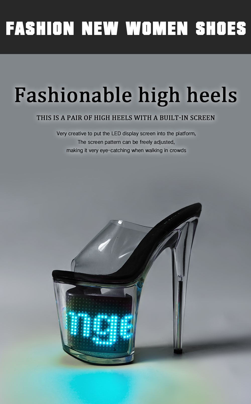 Remote Led Light Platform Sandals Sexy Transparent Slim Ultra High Heels 20 CM Women Sandal Female Pole Dancing Shoes Women detail
