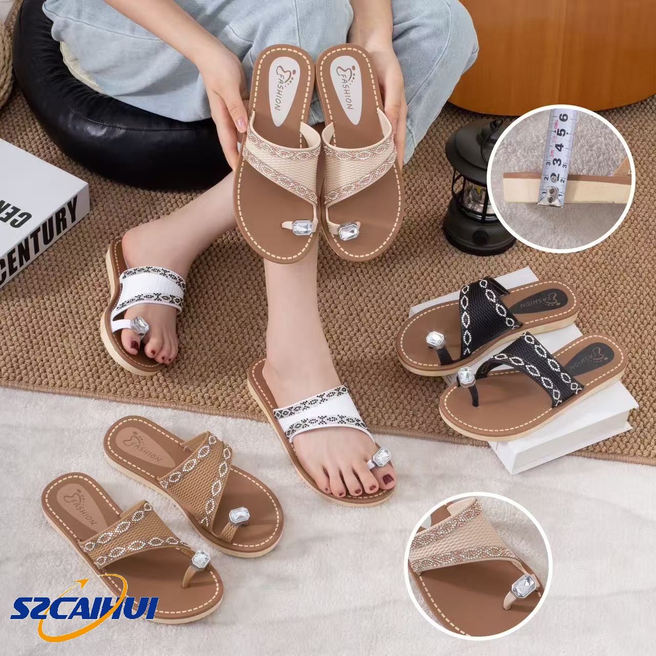 Women's PVC Open Toe Flip Flops Anti-Slippery Lightweight Summer Autumn Fashion Trend Beach Arch Support Cushioning product view
