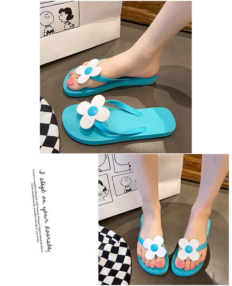 Custom Women's Floral Flip Flops for Summer Light PVC Slides with Flat Soft and Printed Design for Beach Outdoors detail