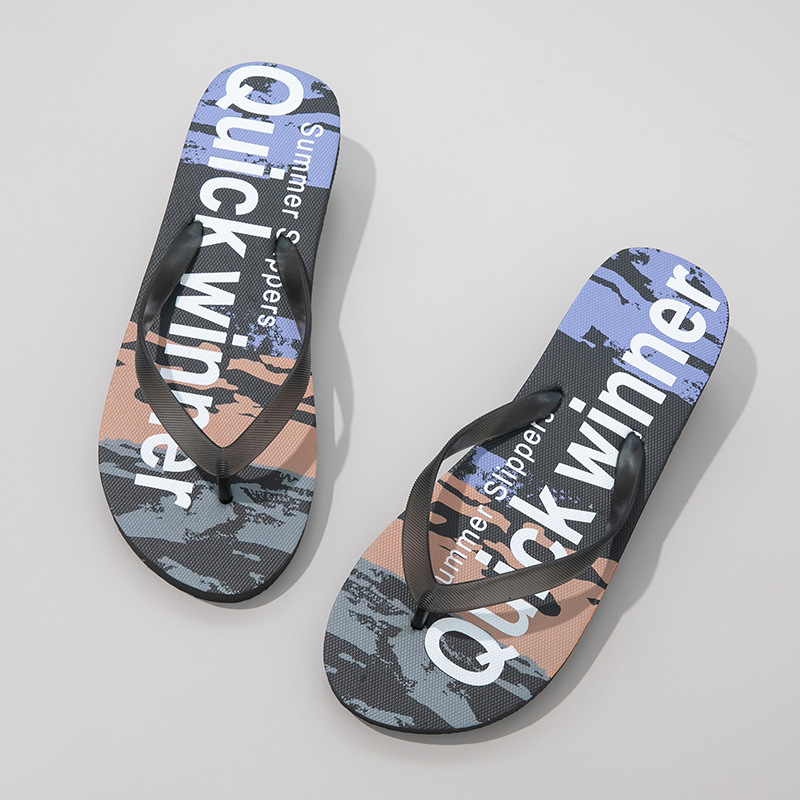 New graffiti flip flops summer colorful fashion clip on slippers personalized couple trend beach wholesale product view