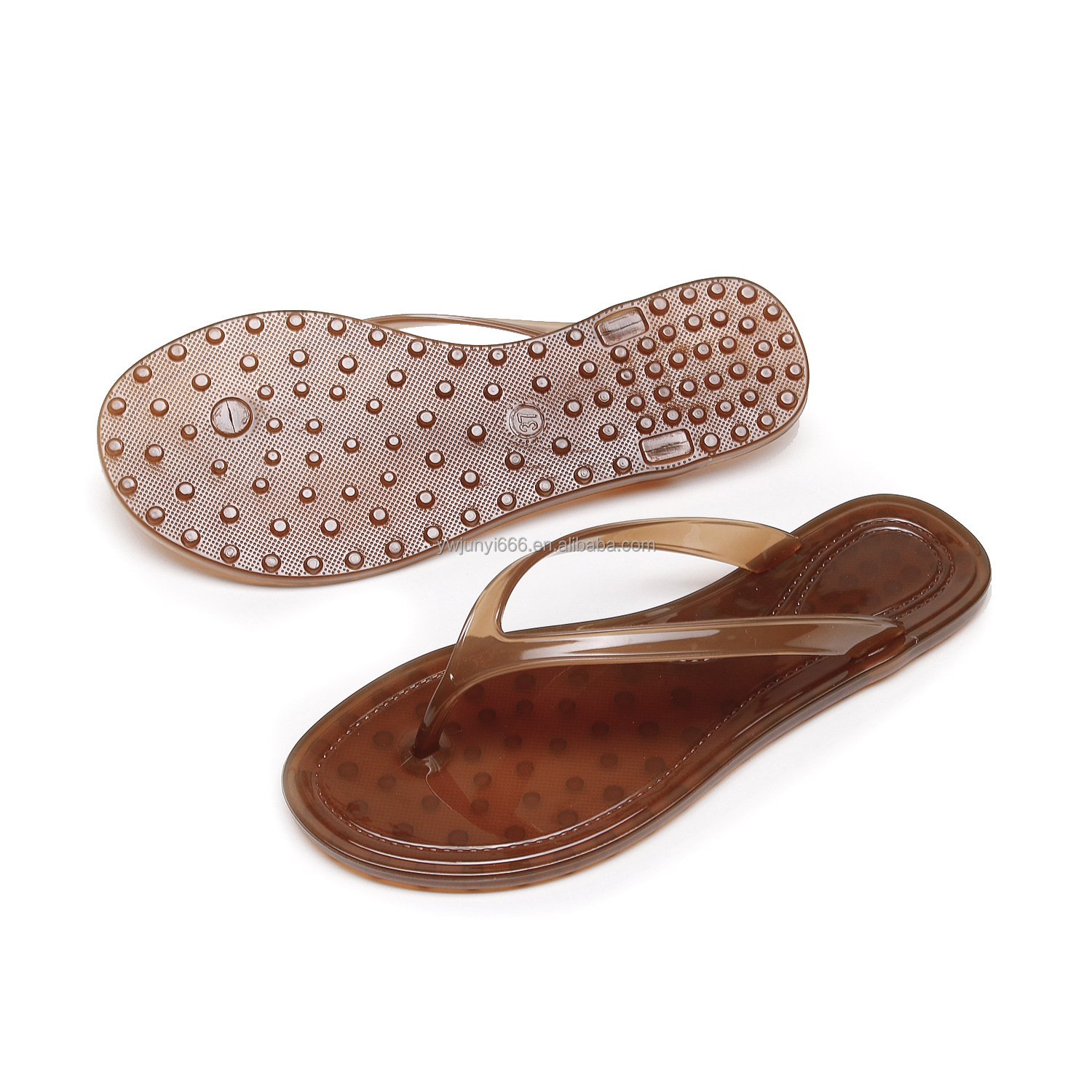 Fashion Versatile Women Plastic Jelly Flip Flops Flat Clip Toe Sandals Casual Outdoor Beach Thong Slippers for Summer detail