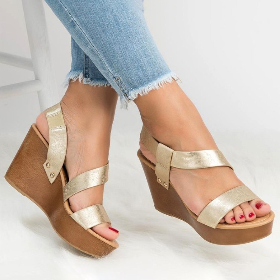 Summer Latest Fish Mouth Open Toe Platform Heeled Sandal Slingback Ankle Strap Wedges Sandals for Women product view