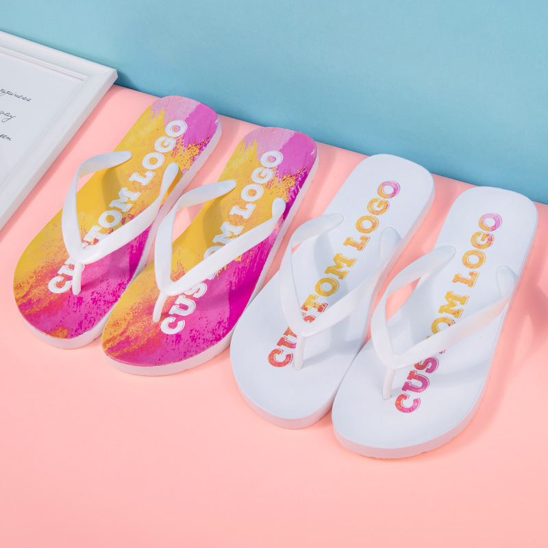 Personalized Design Beach Bride White Women's Flip-Flops Custom Sublimation Flip Flops Wedding Custom Logo for Guests Men Women product view