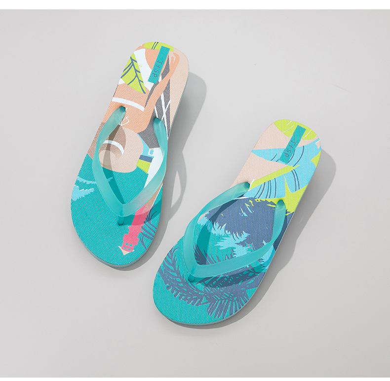 New graffiti flip flops summer colorful fashion clip on slippers personalized couple trend beach wholesale detail